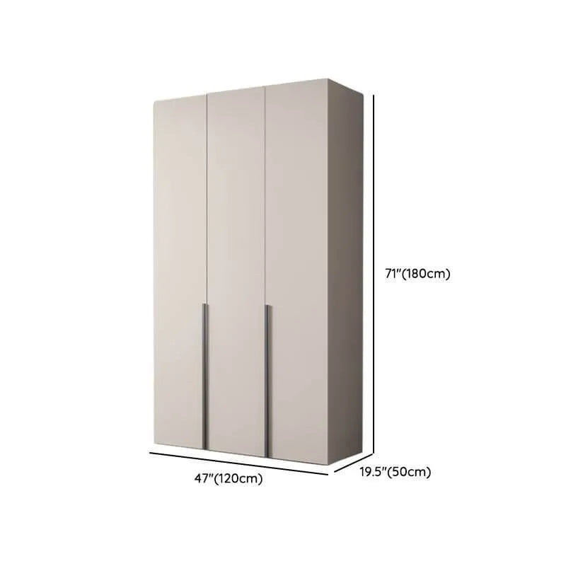 Cream Minimalist Wood Wardrobe Armoire With Soft-Close Storage Dimensions