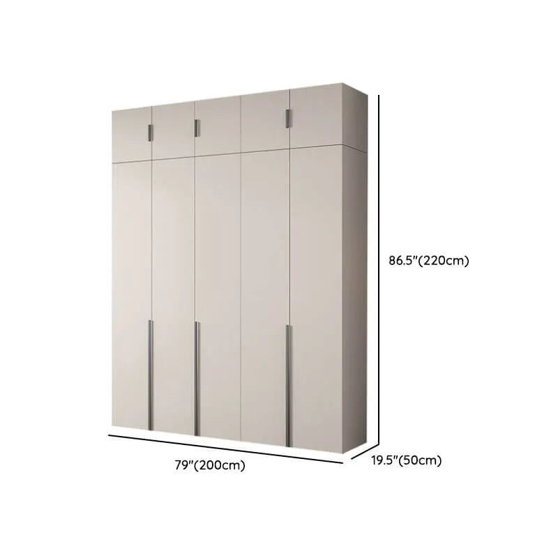 Cream Minimalist Wood Wardrobe Armoire With Soft-Close Storage Dimensions