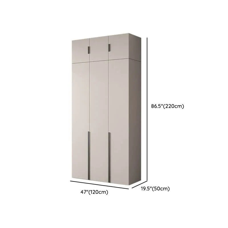 Cream Minimalist Wood Wardrobe Armoire With Soft-Close Storage Dimensions