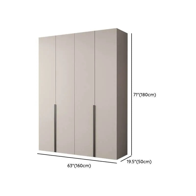 Cream Minimalist Wood Wardrobe Armoire With Soft-Close Storage Dimensions