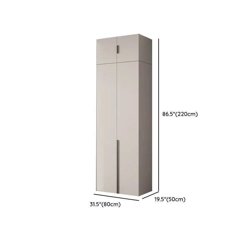 Cream Minimalist Wood Wardrobe Armoire With Soft-Close Storage Dimensions