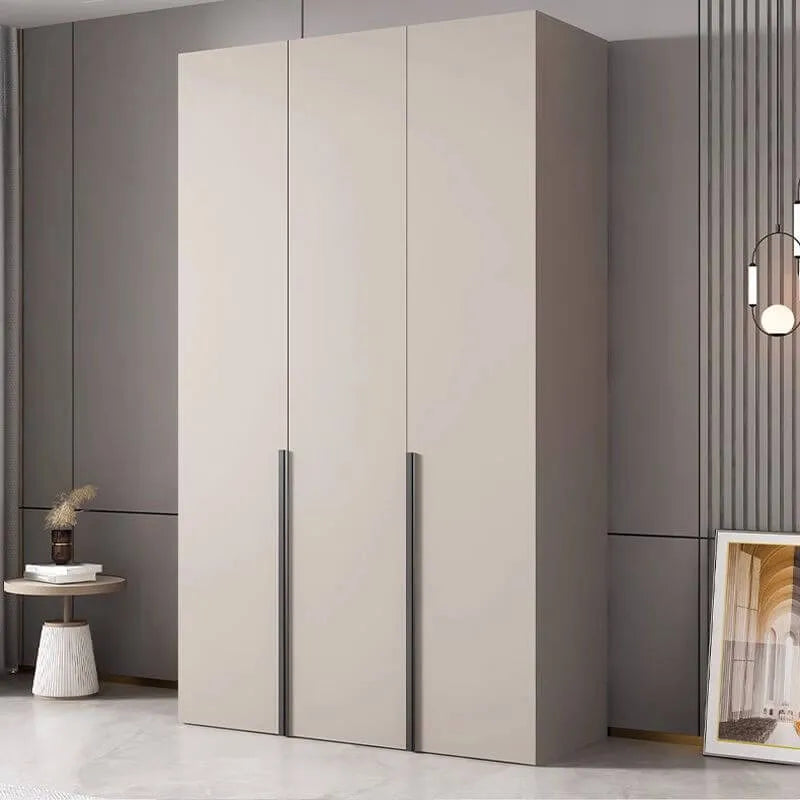 Cream Minimalist Wood Wardrobe Armoire With Soft-Close Storage Main Product Image
