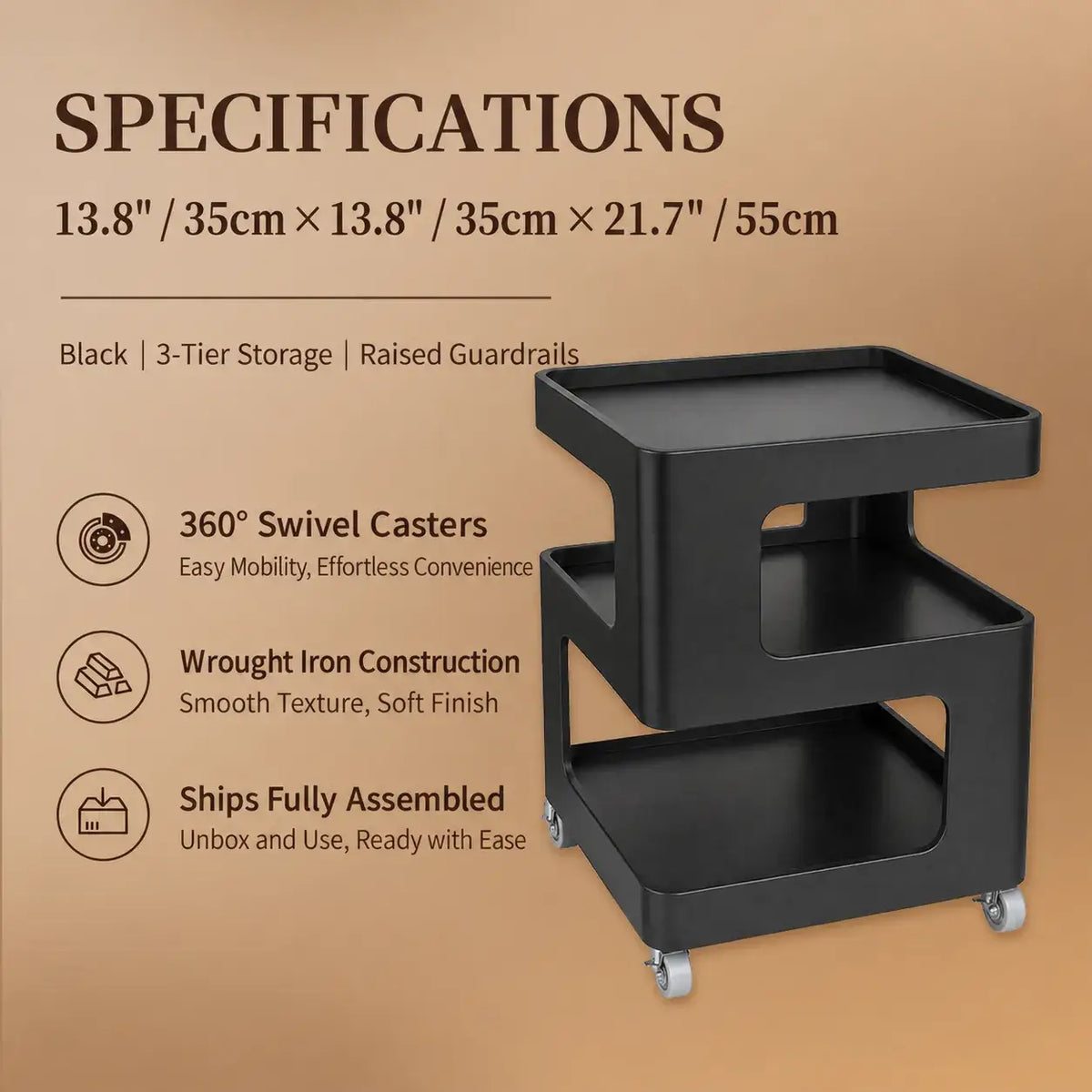 Cream S-Shaped Multifunctional Pet-Friendly Nightstand Side Table