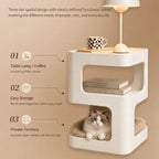 Cream S-Shaped Multifunctional Pet-Friendly Nightstand Side Table