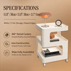 Cream S-Shaped Multifunctional Pet-Friendly Nightstand Side Table