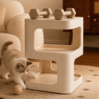 Cream S-Shaped Multifunctional Pet-Friendly Nightstand Side Table