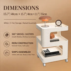 Cream S-Shaped Multifunctional Pet-Friendly Nightstand Side Table