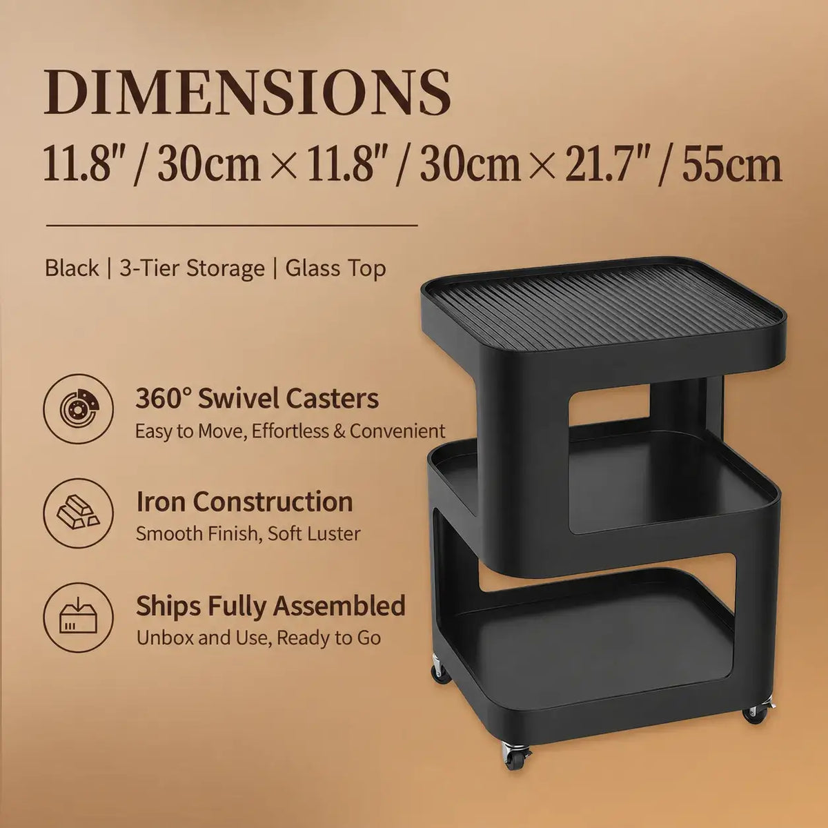 Cream S-Shaped Multifunctional Pet-Friendly Nightstand Side Table