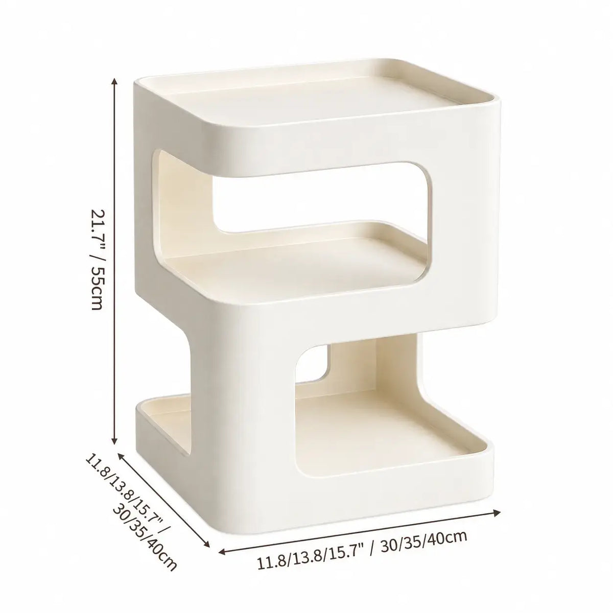 Cream S-Shaped Multifunctional Pet-Friendly Nightstand Side Table Dimensions