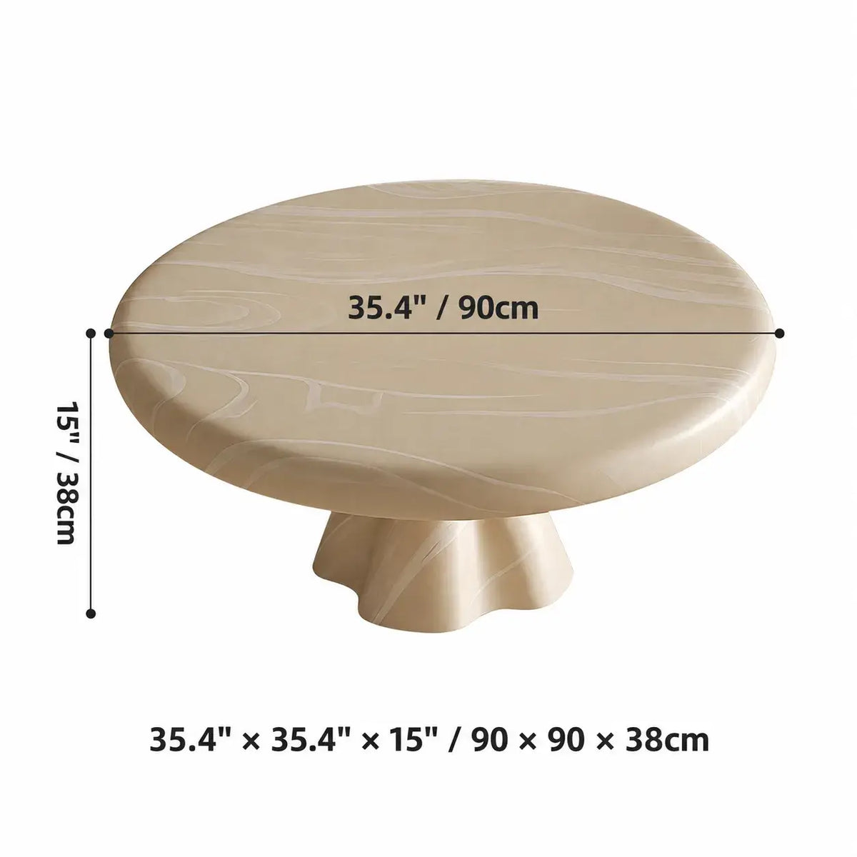 Cream Stone-Look Nested Coffee Table Set With Sculptural Bases