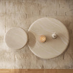 Cream Stone-Look Nested Coffee Table Set With Sculptural Bases