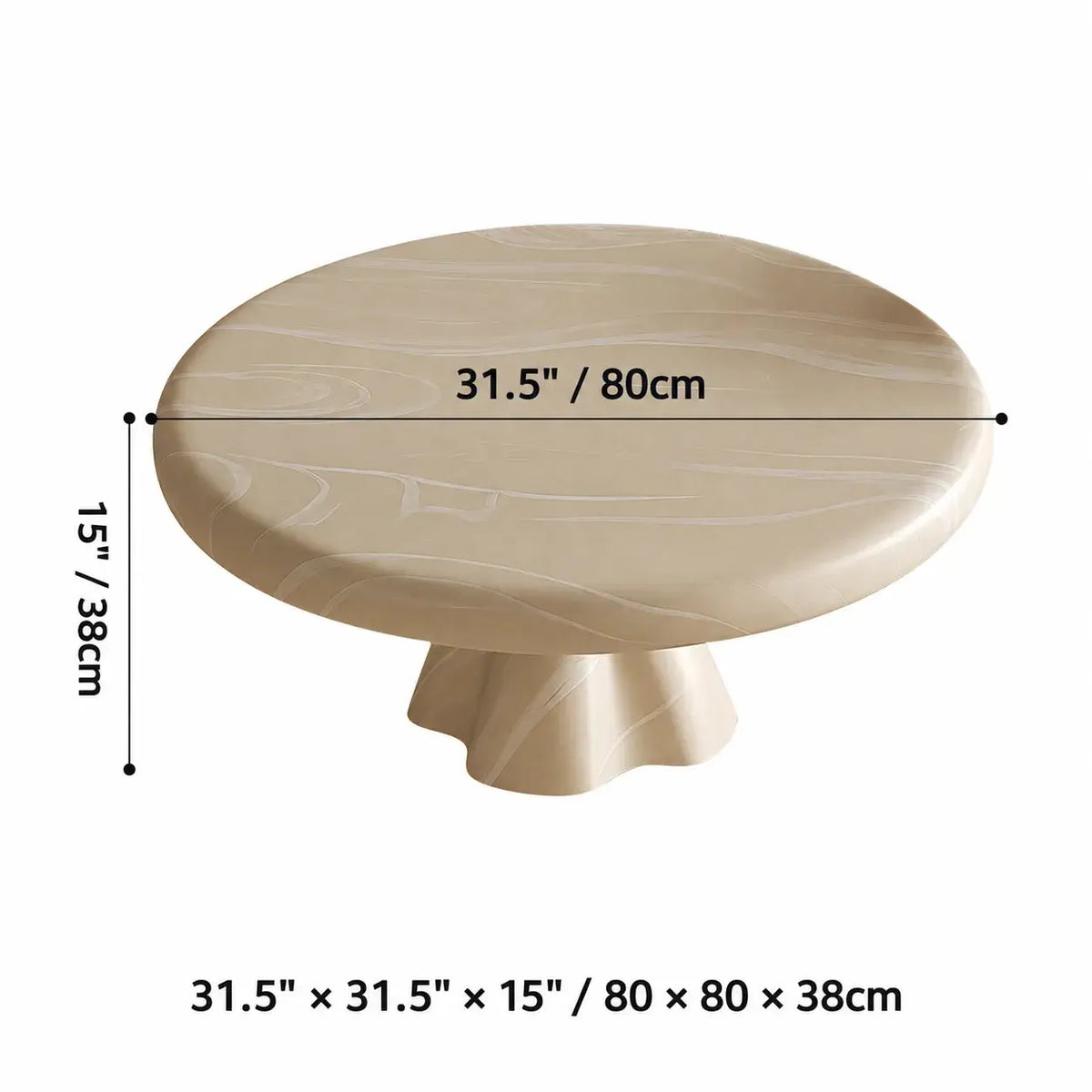 Cream Stone-Look Nested Coffee Table Set With Sculptural Bases