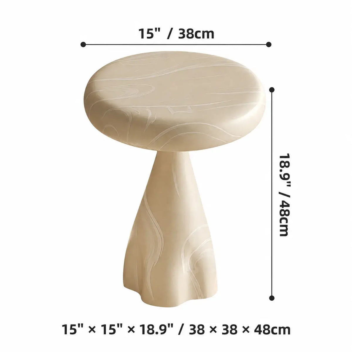 Cream Stone-Look Nested Coffee Table Set With Sculptural Bases