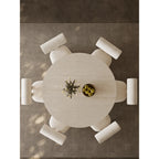 Cream Stone Top Burlwood Dining Table Set for Small Space Dining