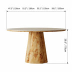 Cream Stone Top Burlwood Dining Table Set for Small Space Dining Dimensions