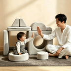Cream Textured Modular Play Sofa for Kids, Stackable Lounge Series