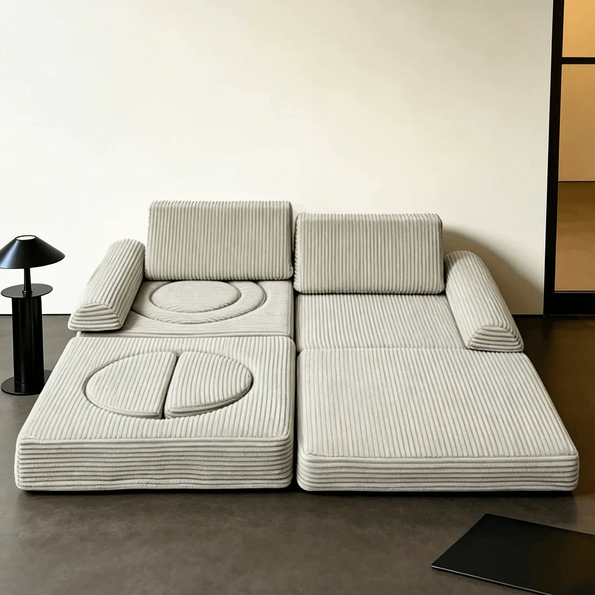 Cream Textured Modular Play Sofa for Kids, Stackable Lounge Series