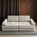 Cream Textured Modular Play Sofa for Kids, Stackable Lounge Series Main Product Image