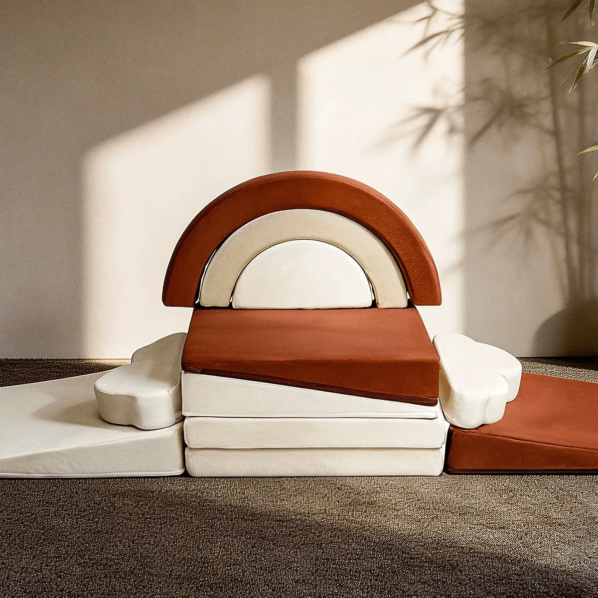 Cream-Tone Modular Play Sofa With Arch Cushions and Buildable Lounge Layouts