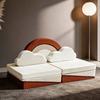Cream-Tone Modular Play Sofa With Arch Cushions and Buildable Lounge Layouts
