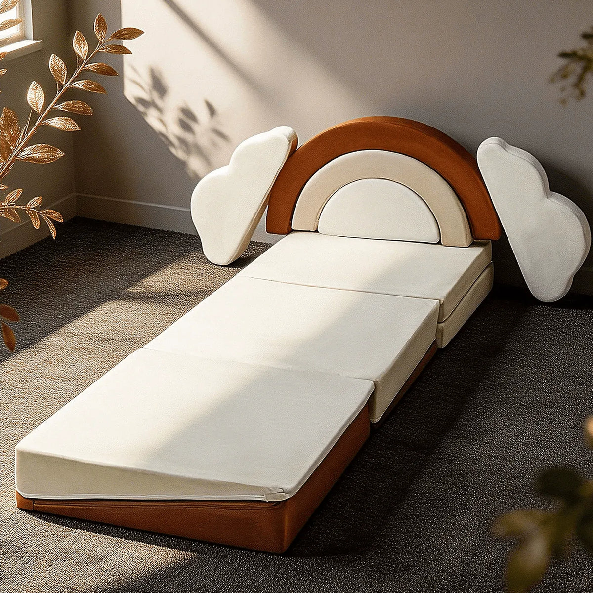 Cream-Tone Modular Play Sofa With Arch Cushions and Buildable Lounge Layouts