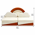 Cream-Tone Modular Play Sofa With Arch Cushions and Buildable Lounge Layouts Dimensions