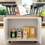 Cream-Toned Lift Top Coffee Table With Foldable Storage and Casters