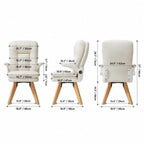 Cream Upholstered Pregnancy Office Chair with Layered Cushion and Wood Legs Dimensions