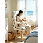 Cream Upholstered Pregnancy Office Chair with Layered Cushion and Wood Legs Main Product Image