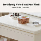 Cream White Extendable Coffee Table With Storage, Casters and Rounded Wood Design