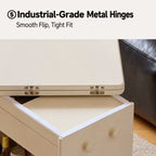 Cream White Extendable Coffee Table With Storage, Casters and Rounded Wood Design