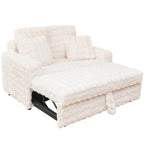 Creamy Sofa Bed with Adjustable Recline – Stylish Comfort