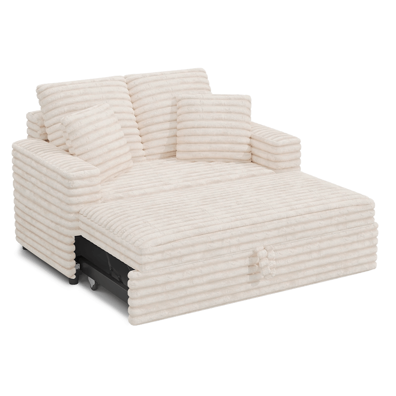 Creamy Sofa Bed with Adjustable Recline – Stylish Comfort