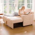 Creamy Sofa Bed with Adjustable Recline – Stylish Comfort