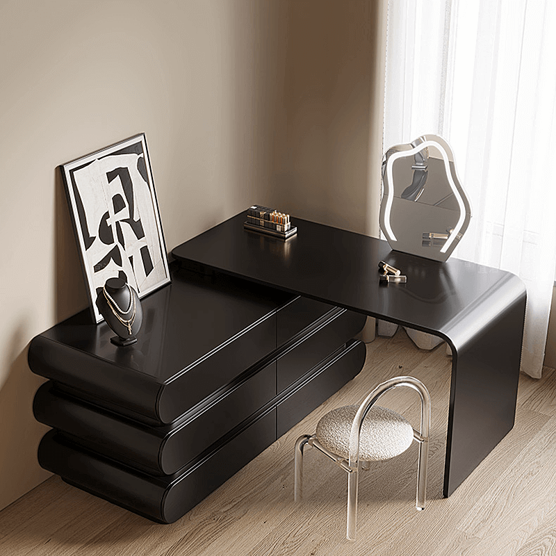 Creative Retractable Dressing Table with Storage - Black/White