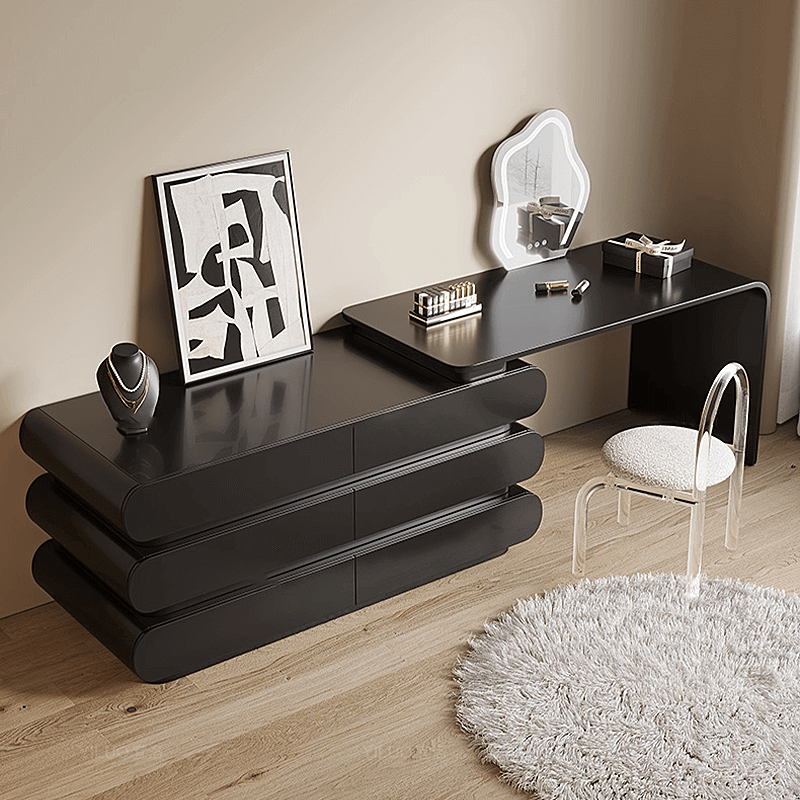 Creative Retractable Dressing Table with Storage - Black/White