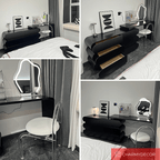 Creative Retractable Dressing Table with Storage - Black/White