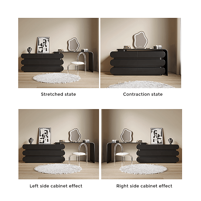 Creative Retractable Dressing Table with Storage - Black/White