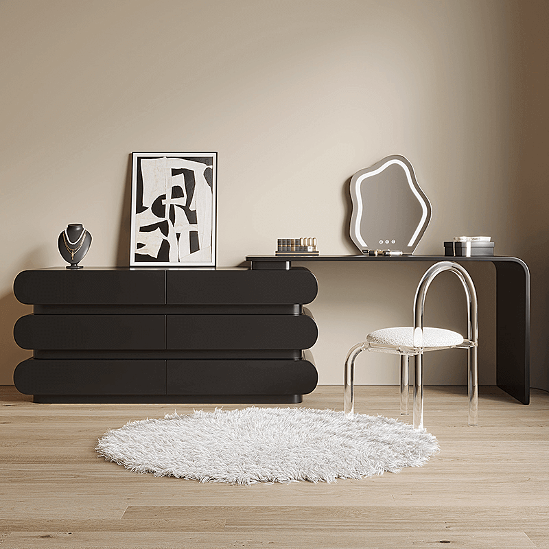Creative Retractable Dressing Table with Storage - Black/White Main Product Image メイン画像