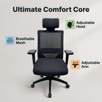 Crest Ergonomic Mesh Office Chair with Adjustable Headrest