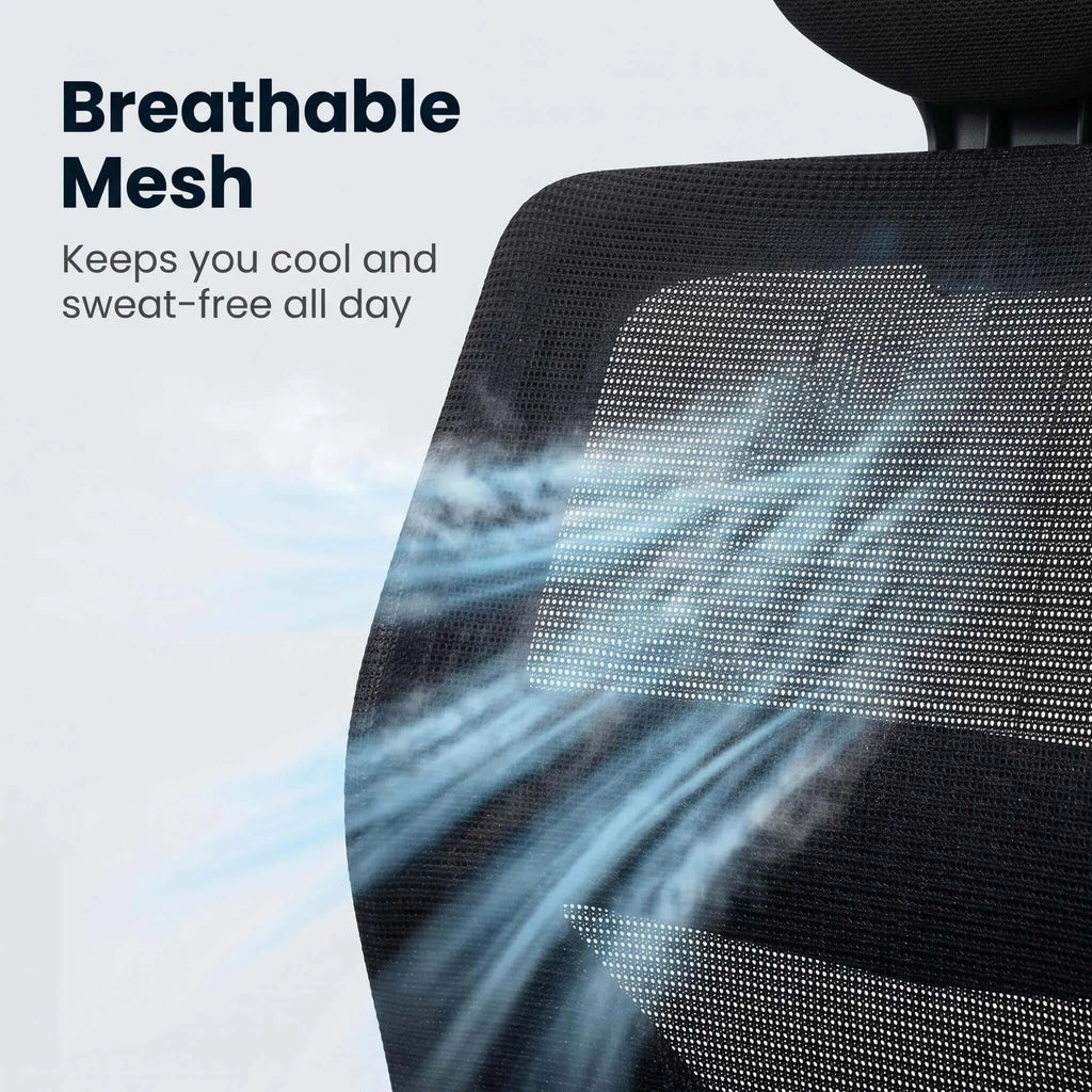 Crest Ergonomic Mesh Office Chair with Adjustable Headrest
