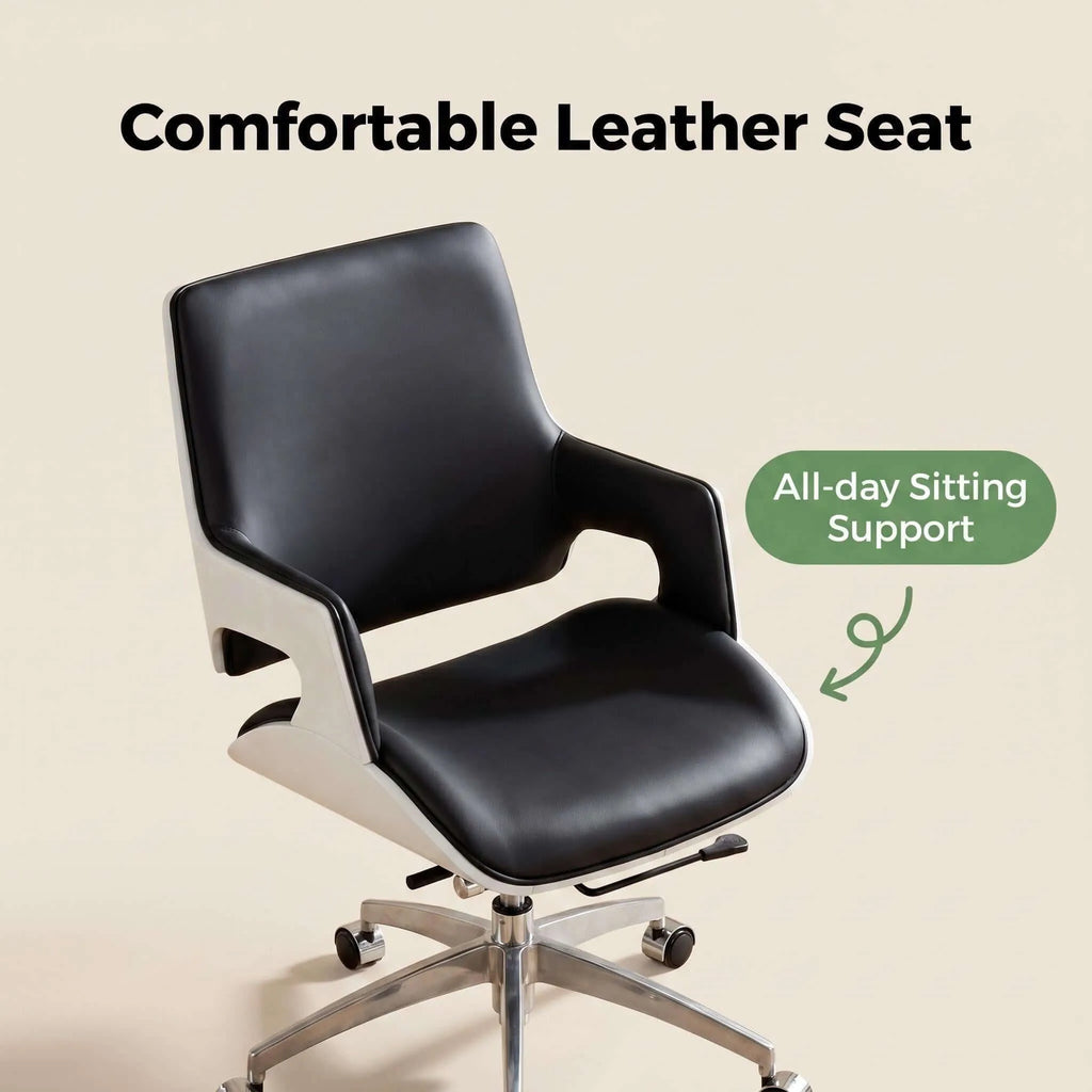 Crown Modern Ergonomic Office Chair with Faux or Genuine Leather Upholstery