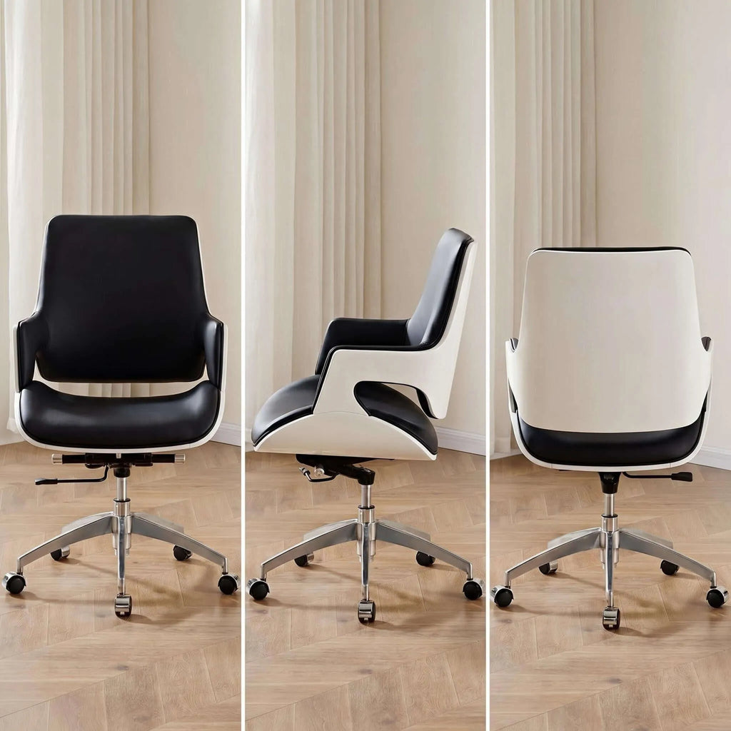 Crown Modern Ergonomic Office Chair with Faux or Genuine Leather Upholstery
