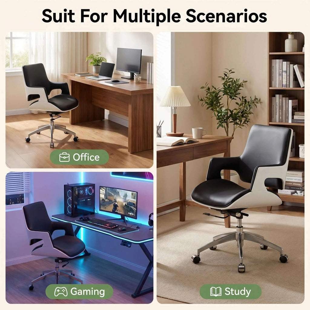 Crown Modern Ergonomic Office Chair with Faux or Genuine Leather Upholstery