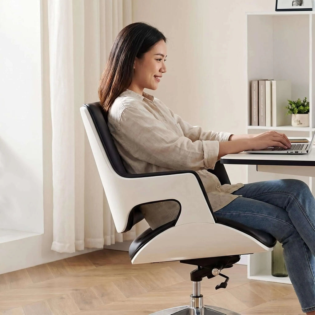 Crown Modern Ergonomic Office Chair with Faux or Genuine Leather Upholstery