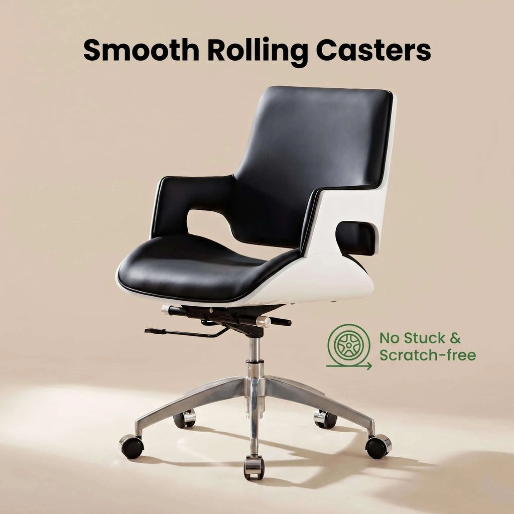 Crown Modern Ergonomic Office Chair with Faux or Genuine Leather Upholstery