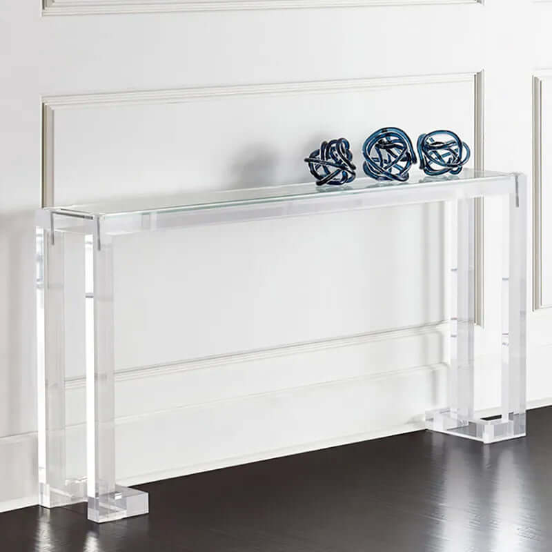 Crystal Clear Acrylic Console Table With Glass Top Main Product Image Hauptbild