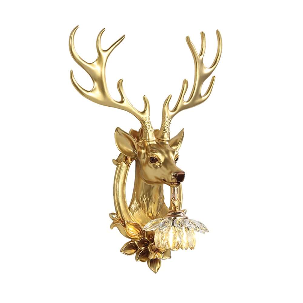 Crystal Deer Wall Sconce – Gold Finish Ambient Lighting