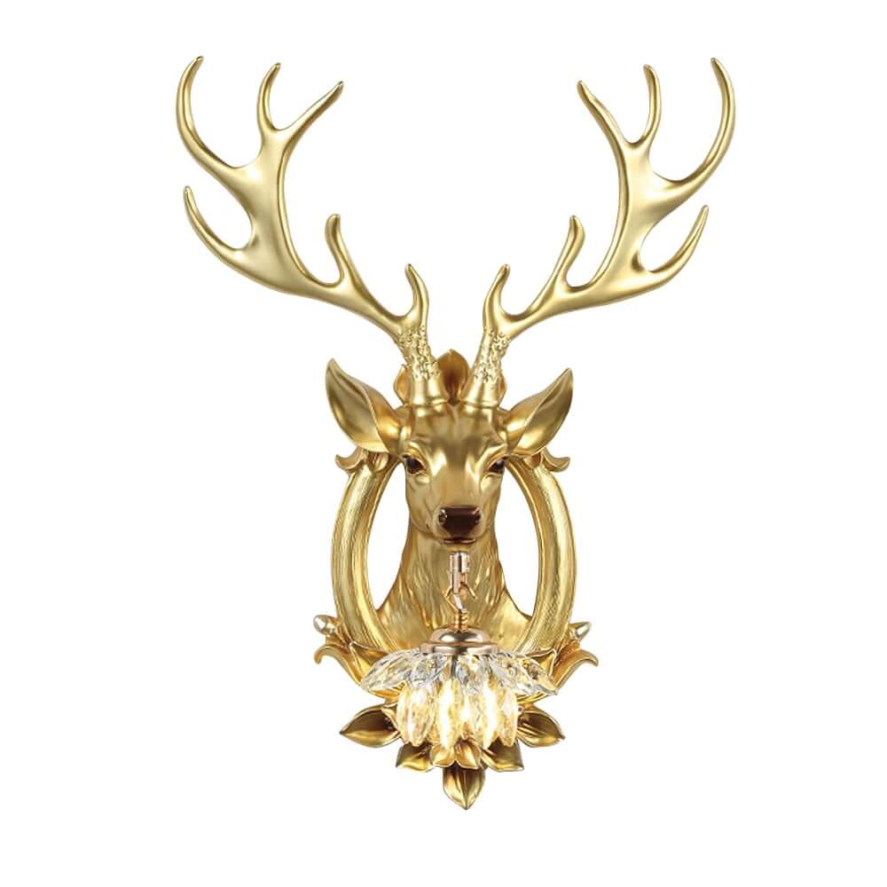 Crystal Deer Wall Sconce – Gold Finish Ambient Lighting