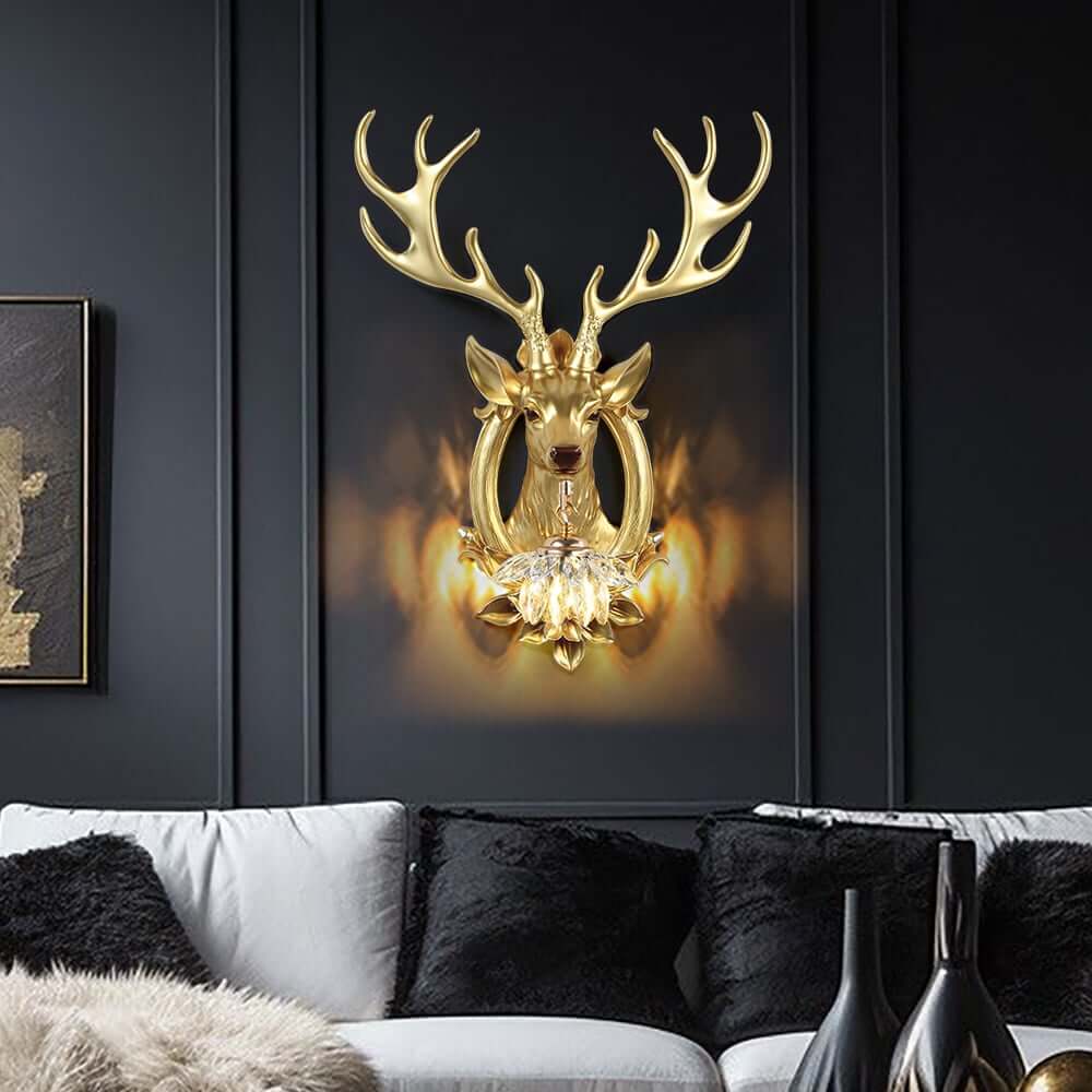 Crystal Deer Wall Sconce – Gold Finish Ambient Lighting Main Product Image Hauptbild